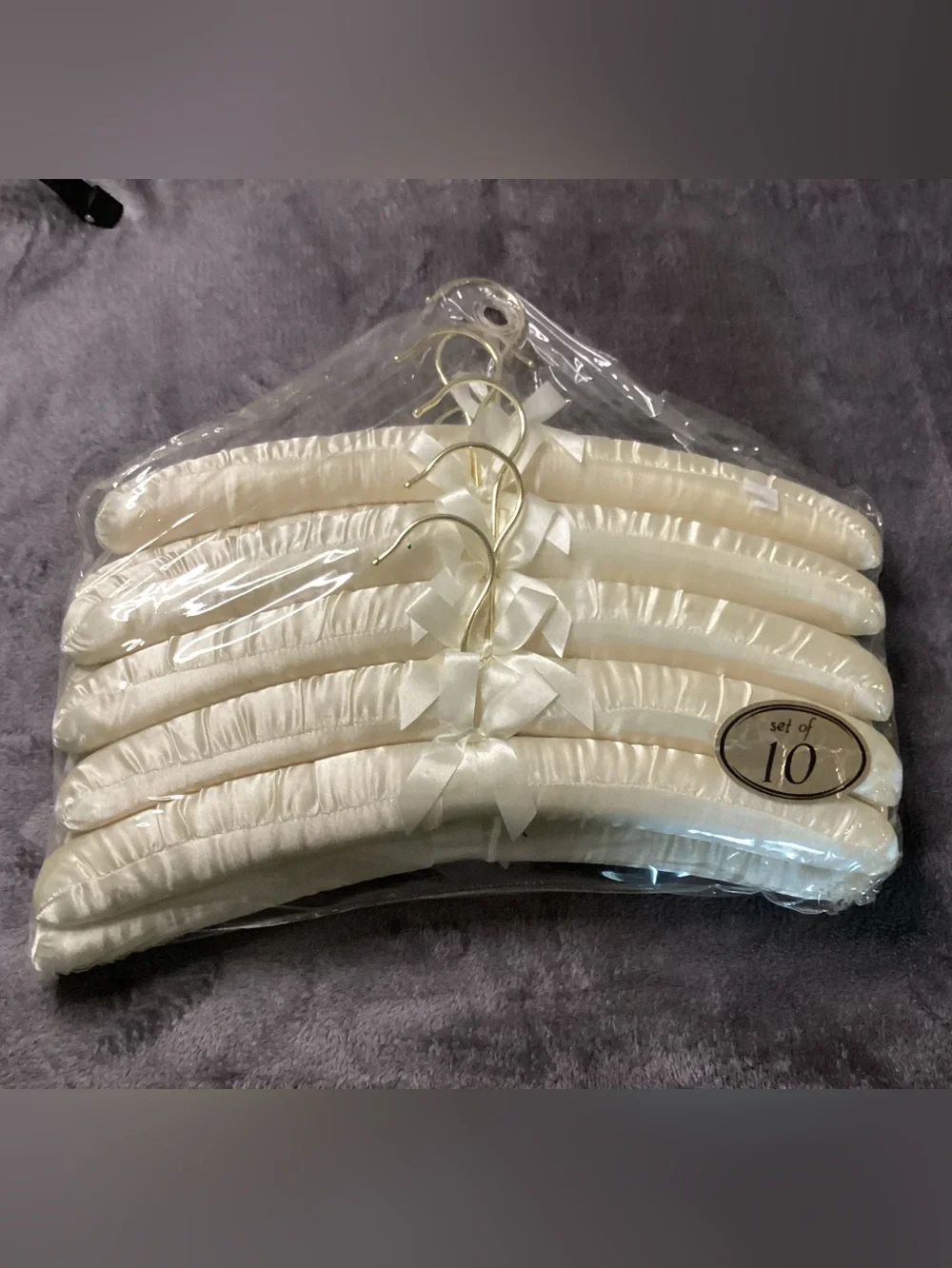 Set of 10 Padded Satin Bridal Hangers in Ivory